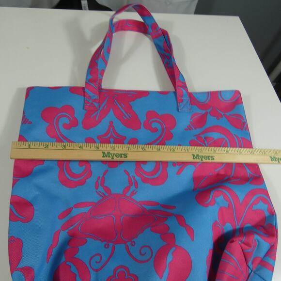 Lilly Pulitzer For Estee Lauder Beachy Pink Blue Handled Bag - Picture 3 of 4